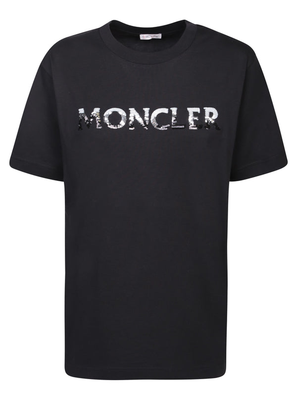 Moncler Logo Short Sleeves Black T-shirt - Women