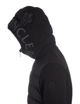 Moncler Black Cardigan With Logoed Hood - Men