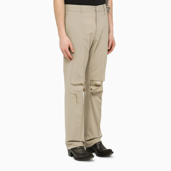 Givenchy Stone Tailored Trousers With Wear - Men