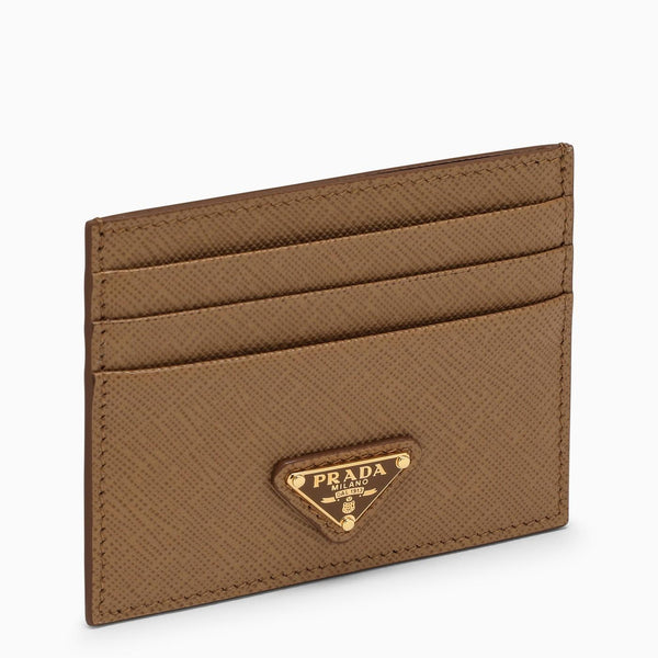 Prada Saffiano Leather Camel Card Holder - Women
