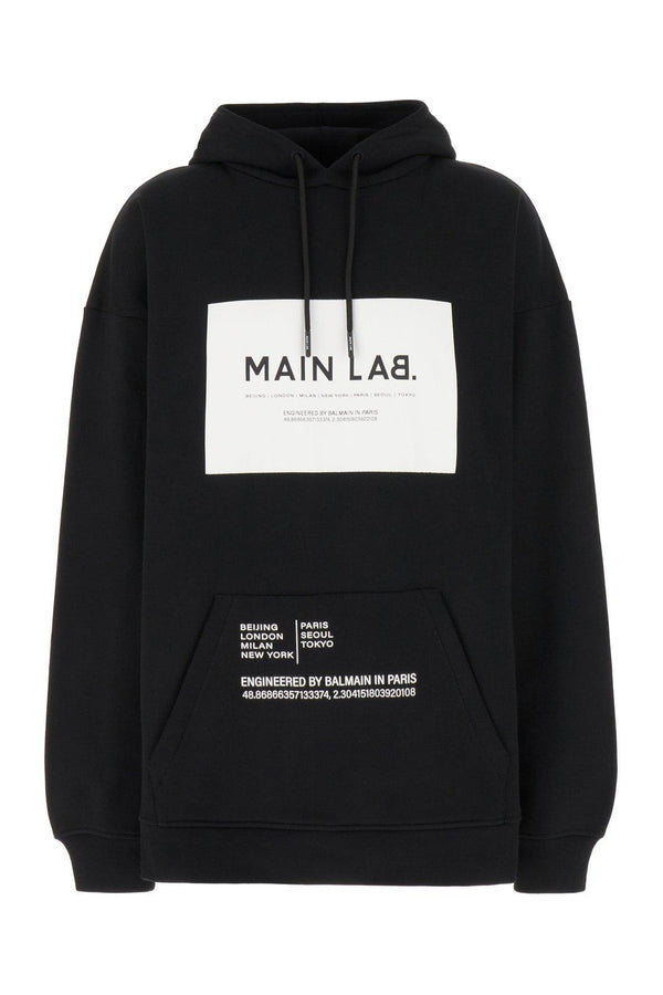 Balmain Drawstring Logo Printed Hoodie - Men