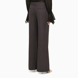 Off-White Grey Pinstripe Wool-blend Palazzo Trousers - Women