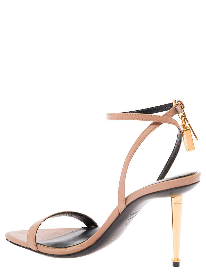 Pink Leather Sandals With Padlock Detail Tom Ford Woman - Women