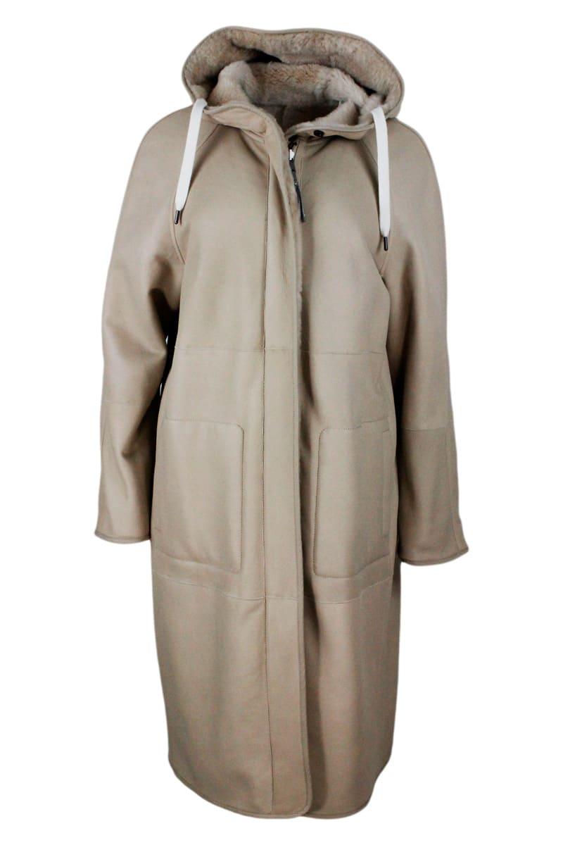 Brunello Cucinelli Reversible Coat In Soft Shearling With Hood - Women - Piano Luigi