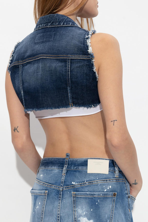 Dsquared2 Cropped Denim Vest - Women