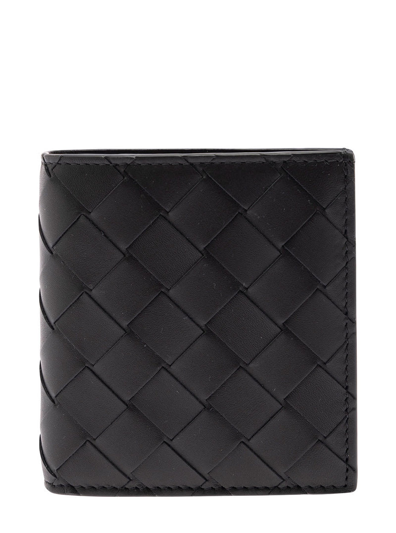 Bottega Veneta Black Bi-fold Wallet With Intreccio Motif In Leather Man - Men