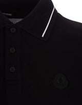 Moncler Black Short-sleeved Polo With Embroidered Logo - Men