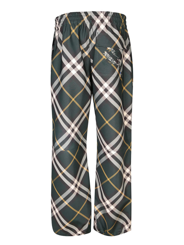 Burberry Check Motif Green Trousers - Men