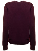 Bottega Veneta Bordeaux V Neck Pullover With Ribbed Trim In Cashmere Womabn - Women