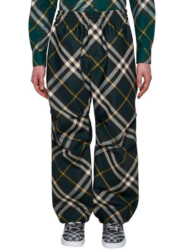 Burberry Wide-leg Equestrian Knight Motif Checked Trousers - Men