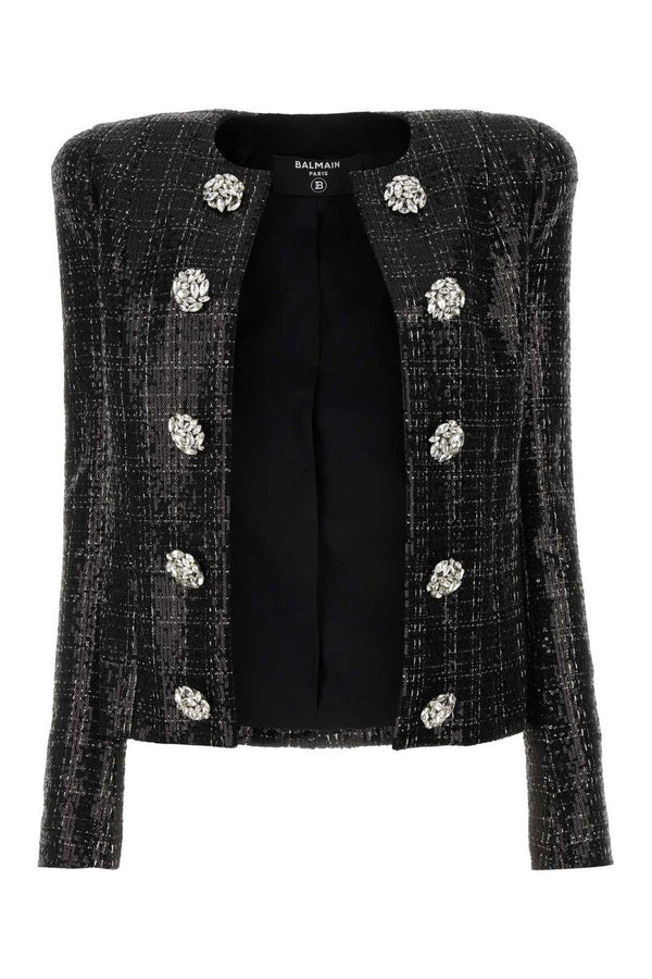 Balmain Tweed Sequin Embellished Jacket - Women