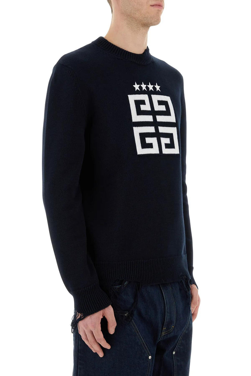 Givenchy Midnight Blue Jersey 4g Stars Sweater - Men