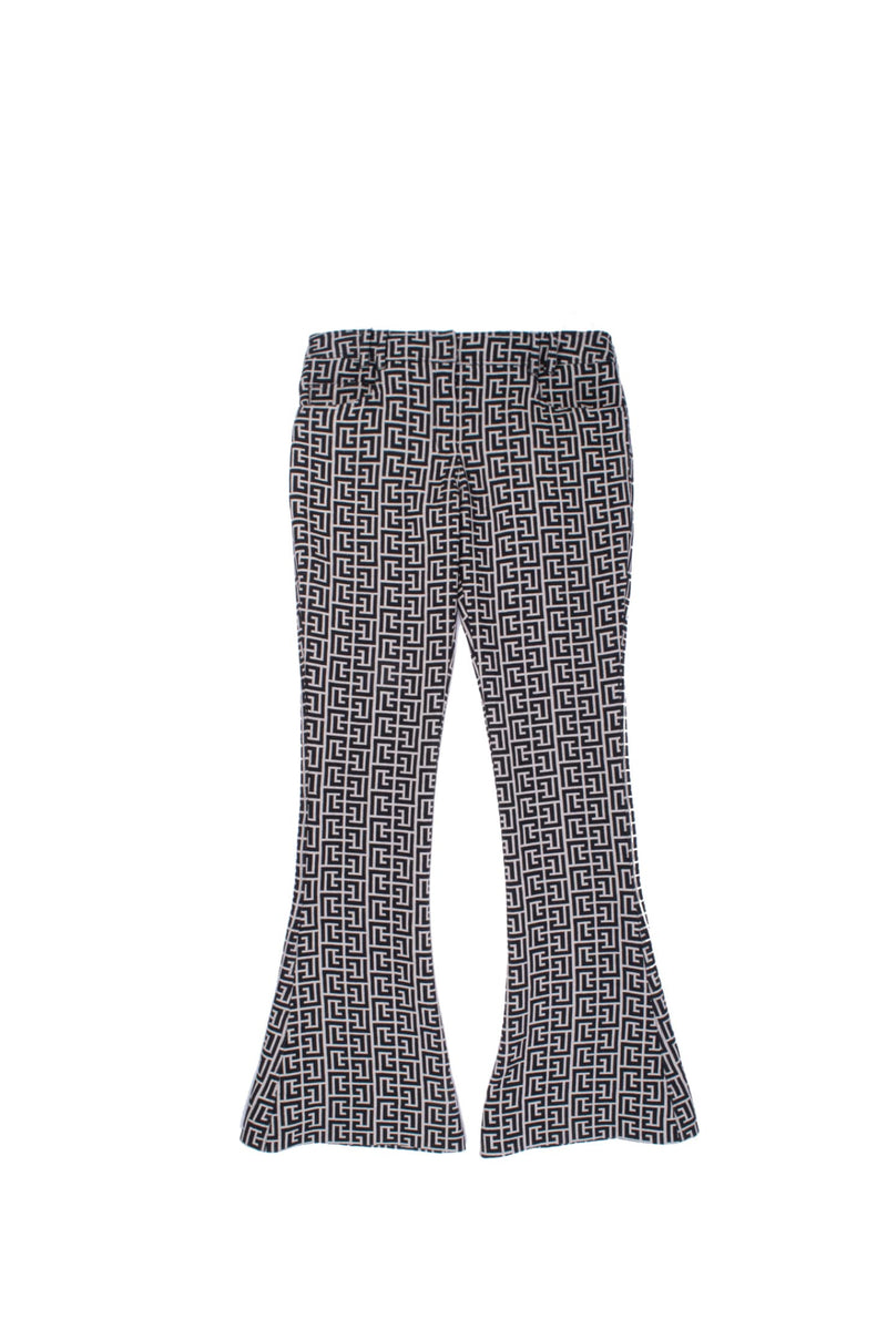 Balmain Bicolor Jacquard Wool Bootcut Pants - Women