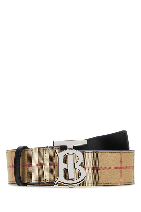 Burberry Tb Belt In Leather And Check - Men