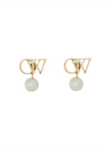 Off-White Ow Logo Plaque Drop Earrings - Women