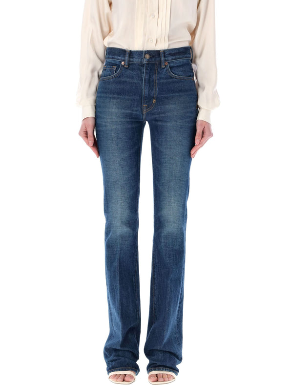 Tom Ford Stone Washed Denim Flared Jeans - Women