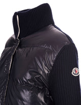 Moncler Navy Blue Padded Cardigan In Wool - Women