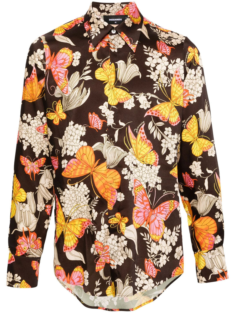 Dsquared2 Butterfly-print Satin Shirt - Men