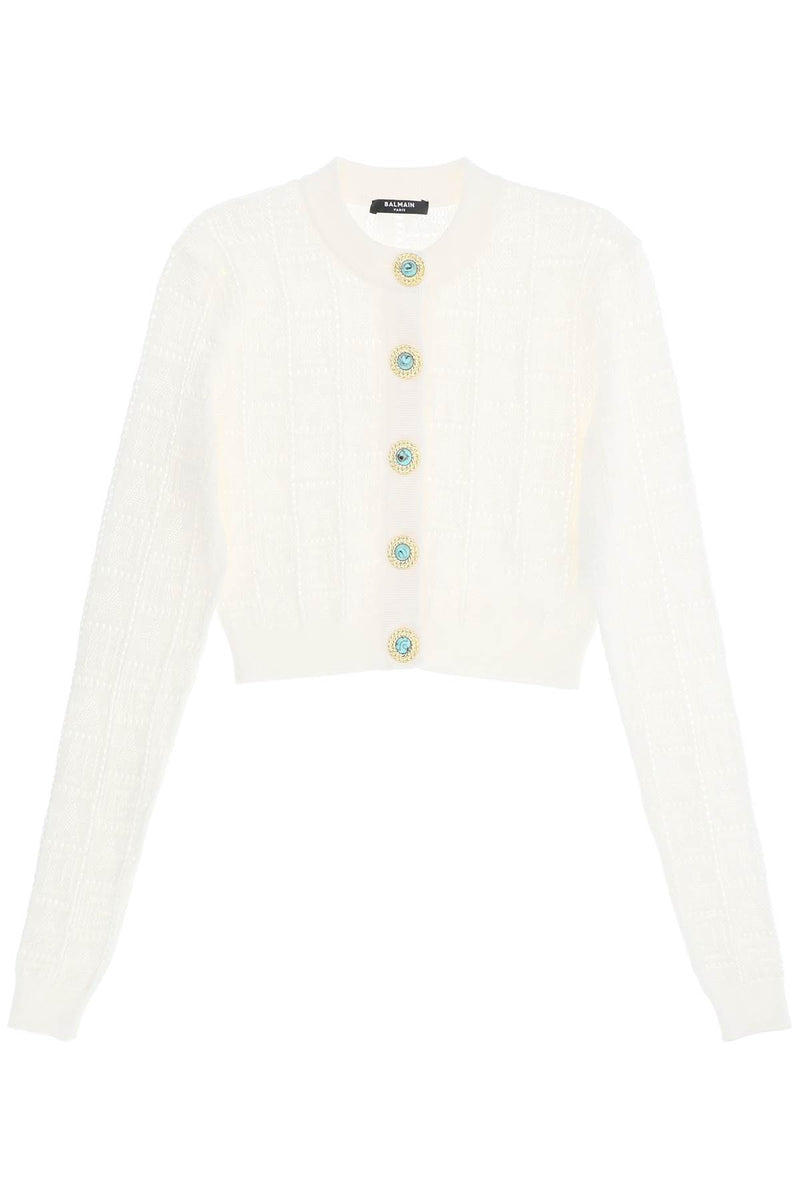 Balmain Cropped Cardigan With Jewel Buttons - Women