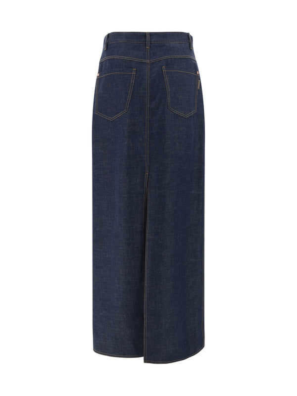 Denim Long Skirt Brunello Cucinelli - Women