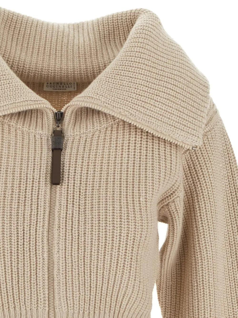 Brunello Cucinelli Wide Collar Cropped Cardigan - Women