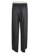 Brunello Cucinelli Elastic Waist Layered Straight Leg Trousers - Women