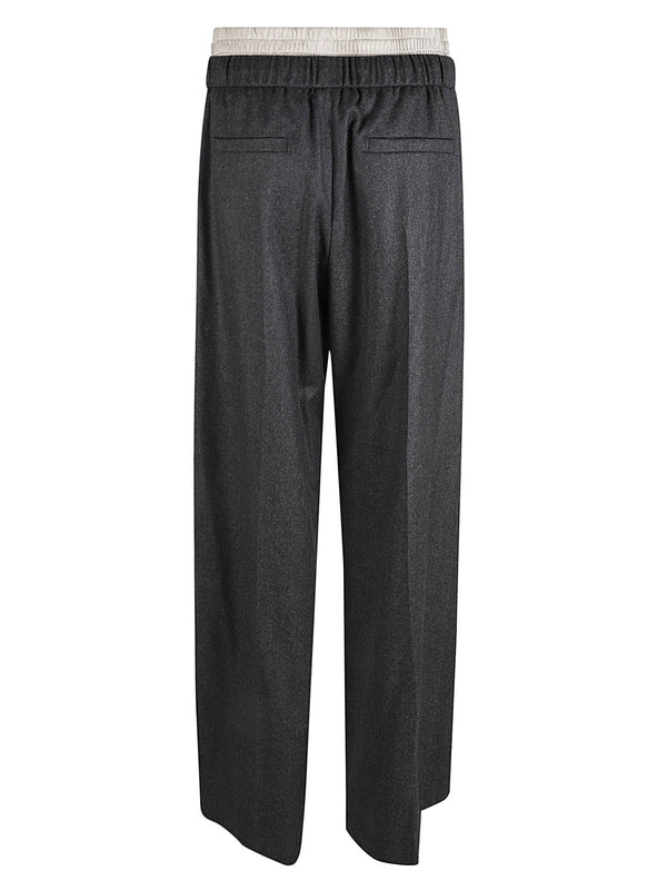 Brunello Cucinelli Elastic Waist Layered Straight Leg Trousers - Women