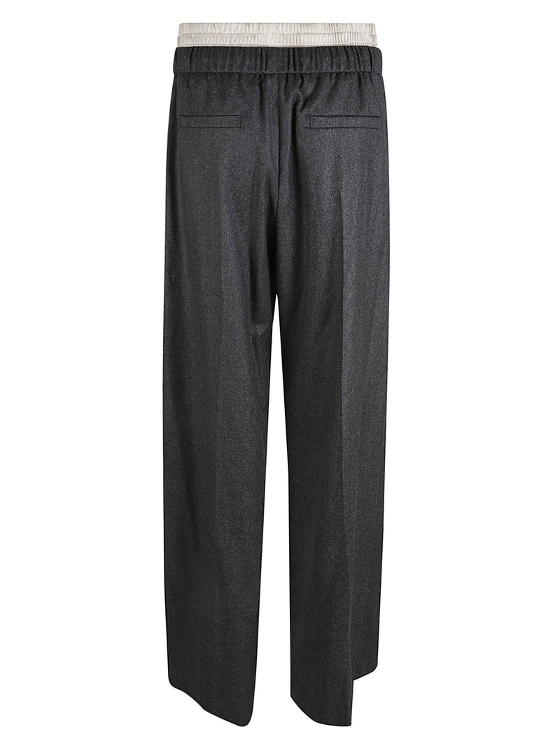 Brunello Cucinelli Elastic Waist Layered Straight Leg Trousers - Women