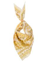 Versace Yellow And White Scarf With Barocco Print And Medusa Detail In Silk Man - Men