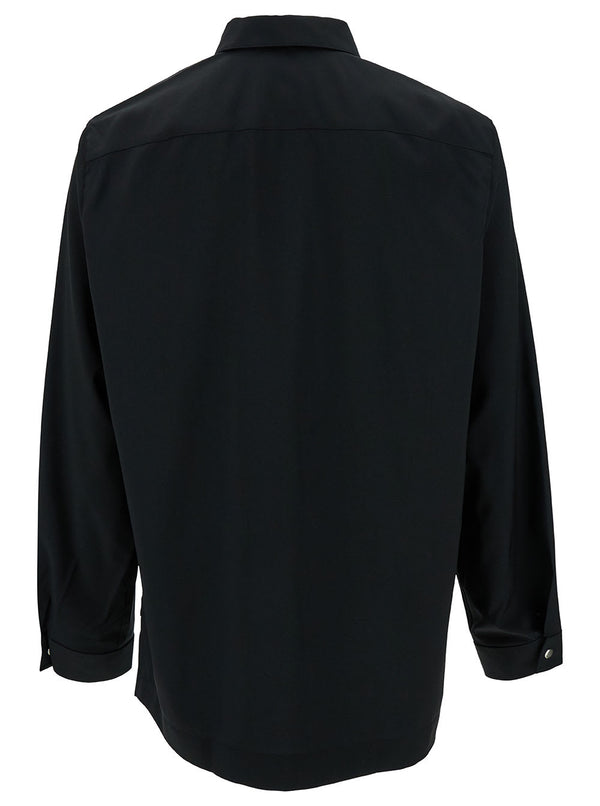 Givenchy Black Shirt With Zip Closure And 4g Logo In Wool Man - Men