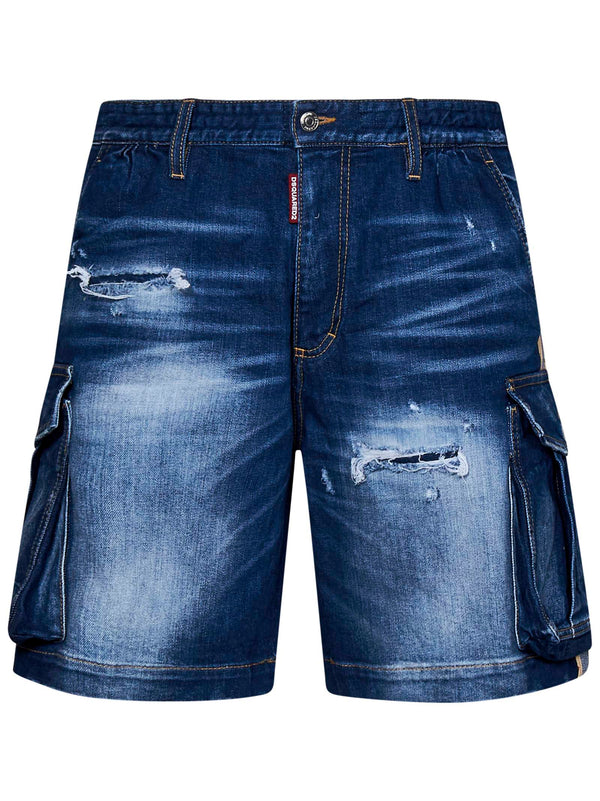 Dsquared2 Medium Ripped Knee Wash 64 Tag Shorts - Men