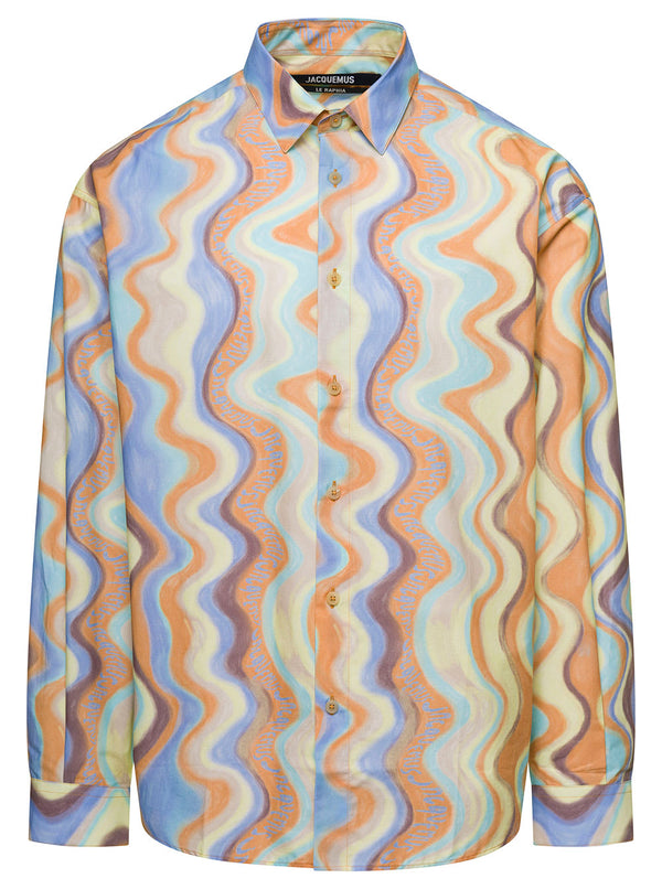 Jacquemus la Chemise Simon Multicolor Shirt With All-over Graphic Print In Cotton Man - Men
