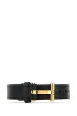 Tom Ford Black Leather T Bracelet - Men - Piano Luigi