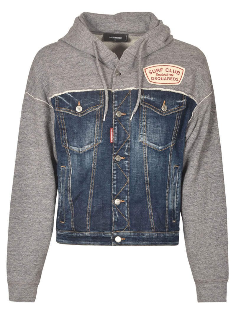 Dsquared2 Semi-denim Buttoned Hoodie - Men