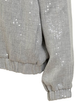 Brunello Cucinelli Linen Bomber Jacket With Paillettes - Women