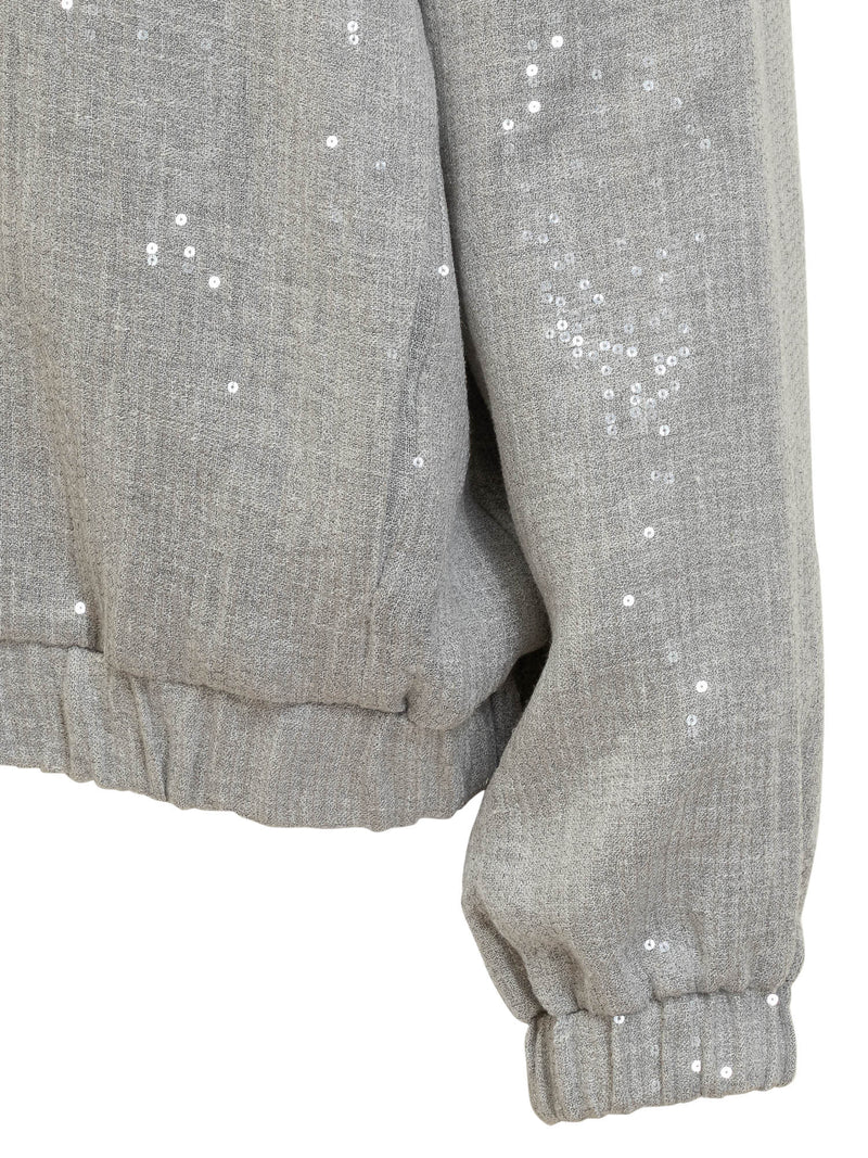 Brunello Cucinelli Linen Bomber Jacket With Paillettes - Women