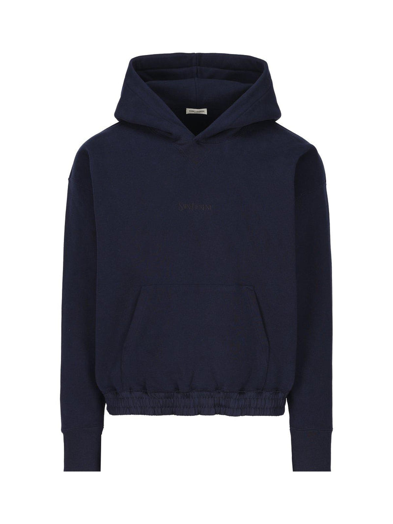 Saint Laurent Logo Embroidered Long-sleeved Hoodie - Men