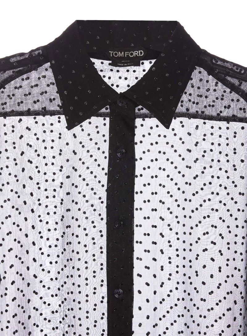 Tom Ford Flocked Polka Dots Shirt - Women