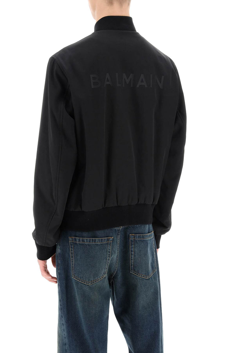 Balmain Nylon Bomber Jacket With Logo Print - Men