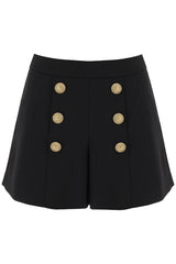 Balmain Crepe Shorts With Embossed Buttons - Women