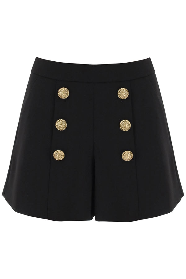 Balmain Crepe Shorts With Embossed Buttons - Women