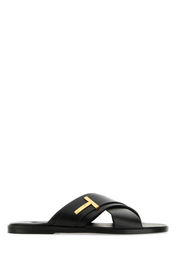 Tom Ford Black Leather Preston Slippers - Men