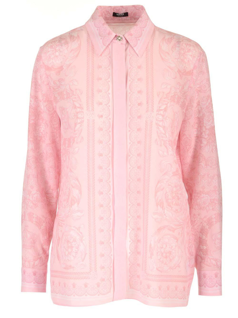 Versace Pink Silk Twill Shirt - Women - Piano Luigi