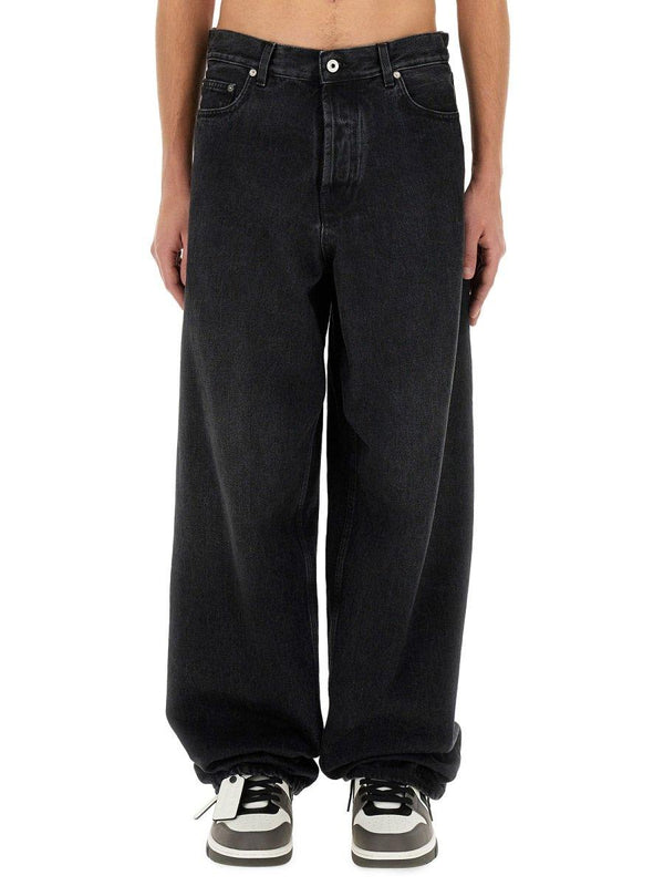 Off-White Logo Patch Wide Leg Jeans - Men