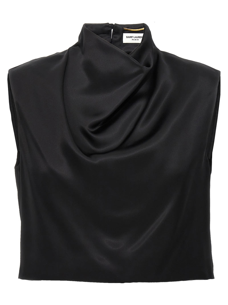 Saint Laurent Satin Cropped Top - Women