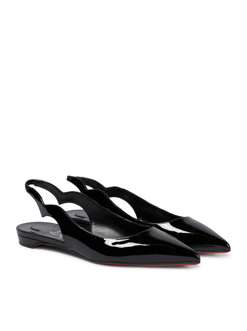 Christian Louboutin Hot Chickita Sling Flat Patent/lining Black/lin Black - Women