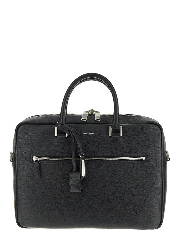 Saint Laurent Sac De Jour Briefcase In Grained Leather - Men