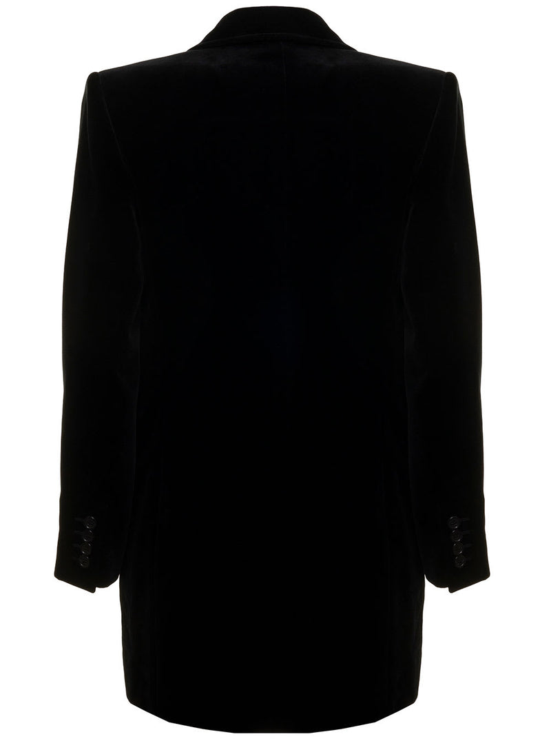 Saint Laurent Black Hourglass Blazer In Cotton Velor Saint Lurent Woman - Women