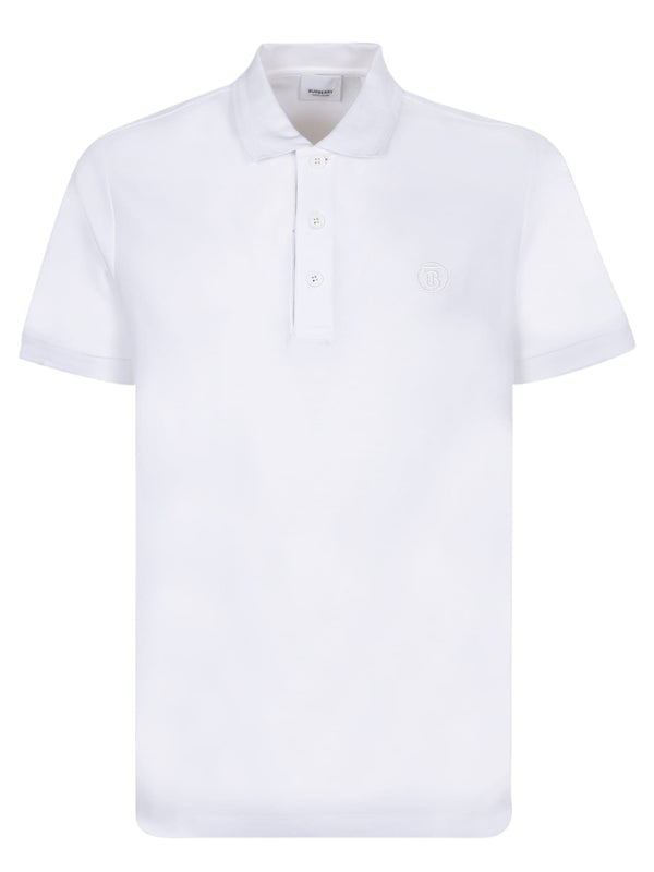 Burberry Eddie Tb White Polo Shirt - Men