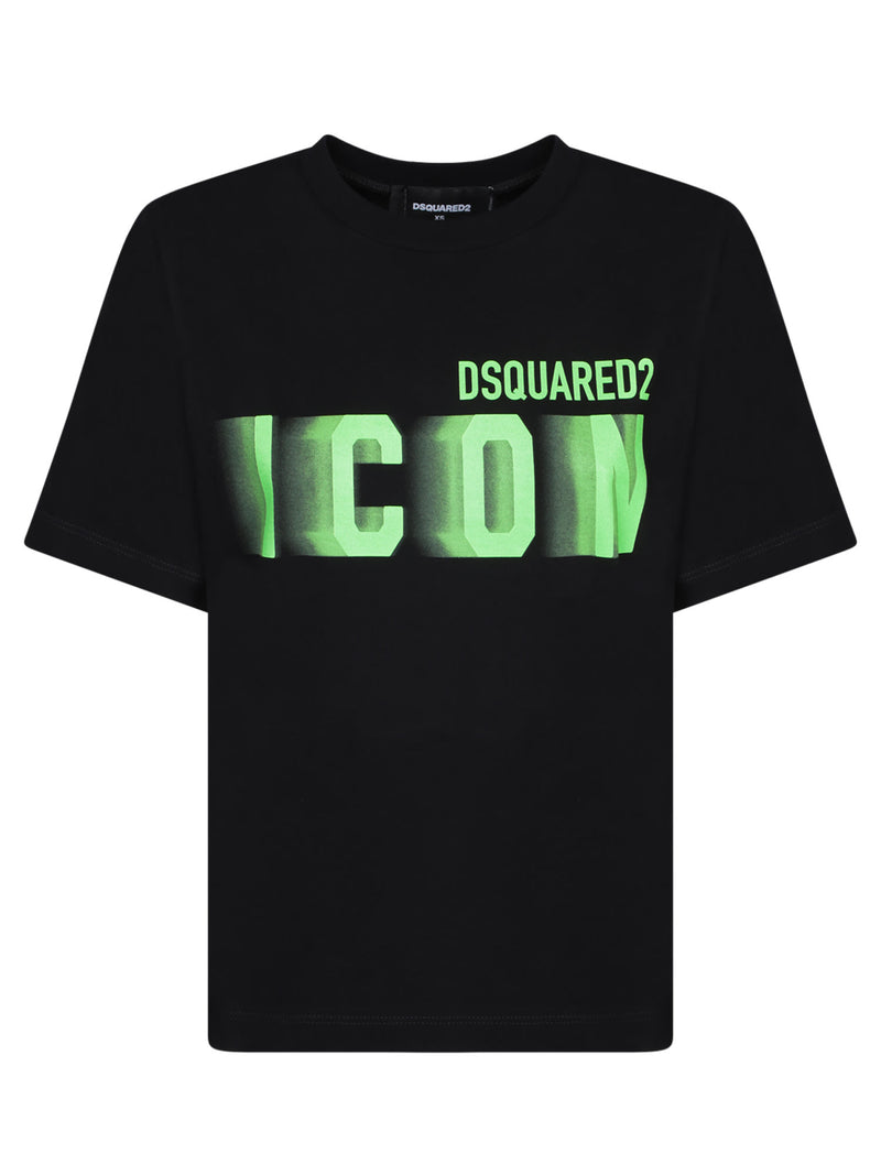 Dsquared2 Icon Blur Easy Fit Black/green T-shirt - Women